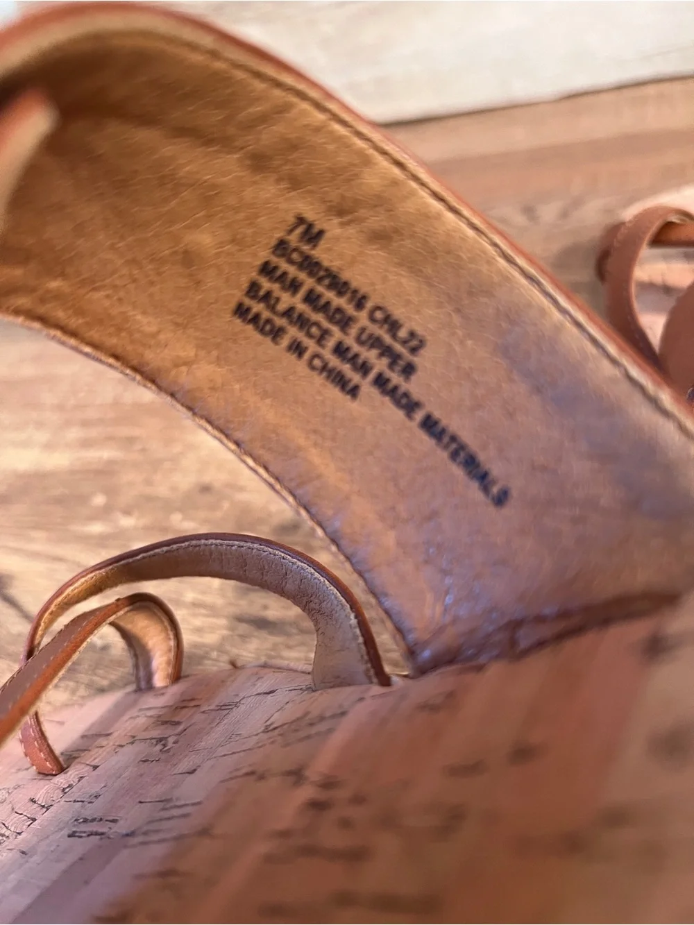 b.o.c. Brown Leather Cork-Effect Strap Sandals